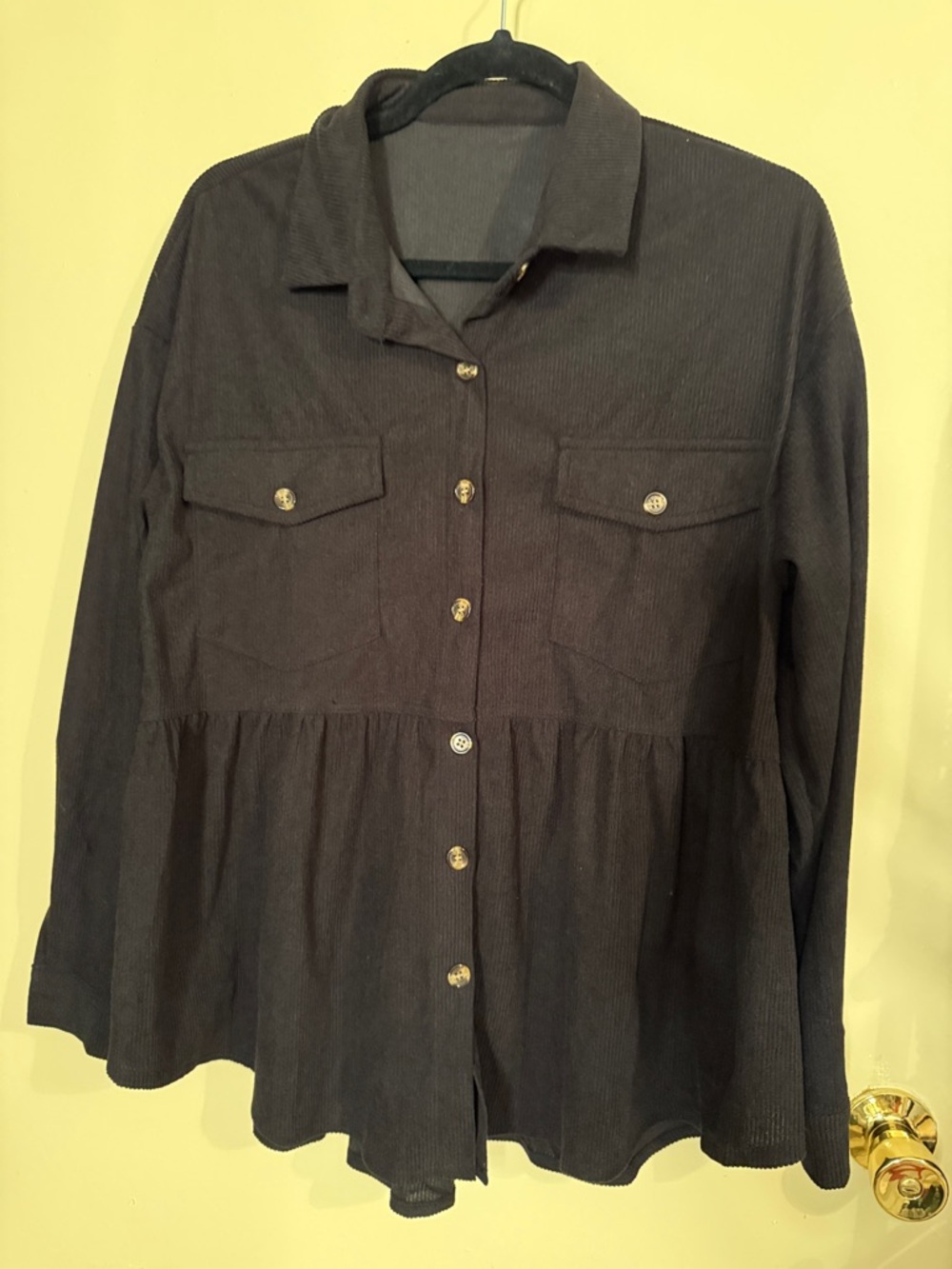 Women’s Black Button-Down Peplum Shirt